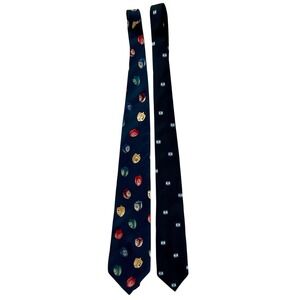 Lot of 2 Hanukkah Ties Save the Children Dreidel Wroxton Israel Flag Navy Blue